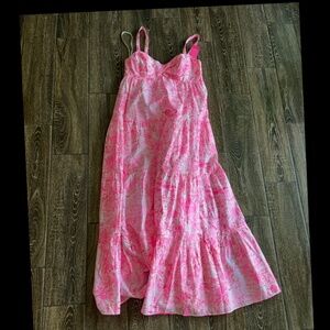Lilly Pulitzer size 4 neon pink floral maxi dress